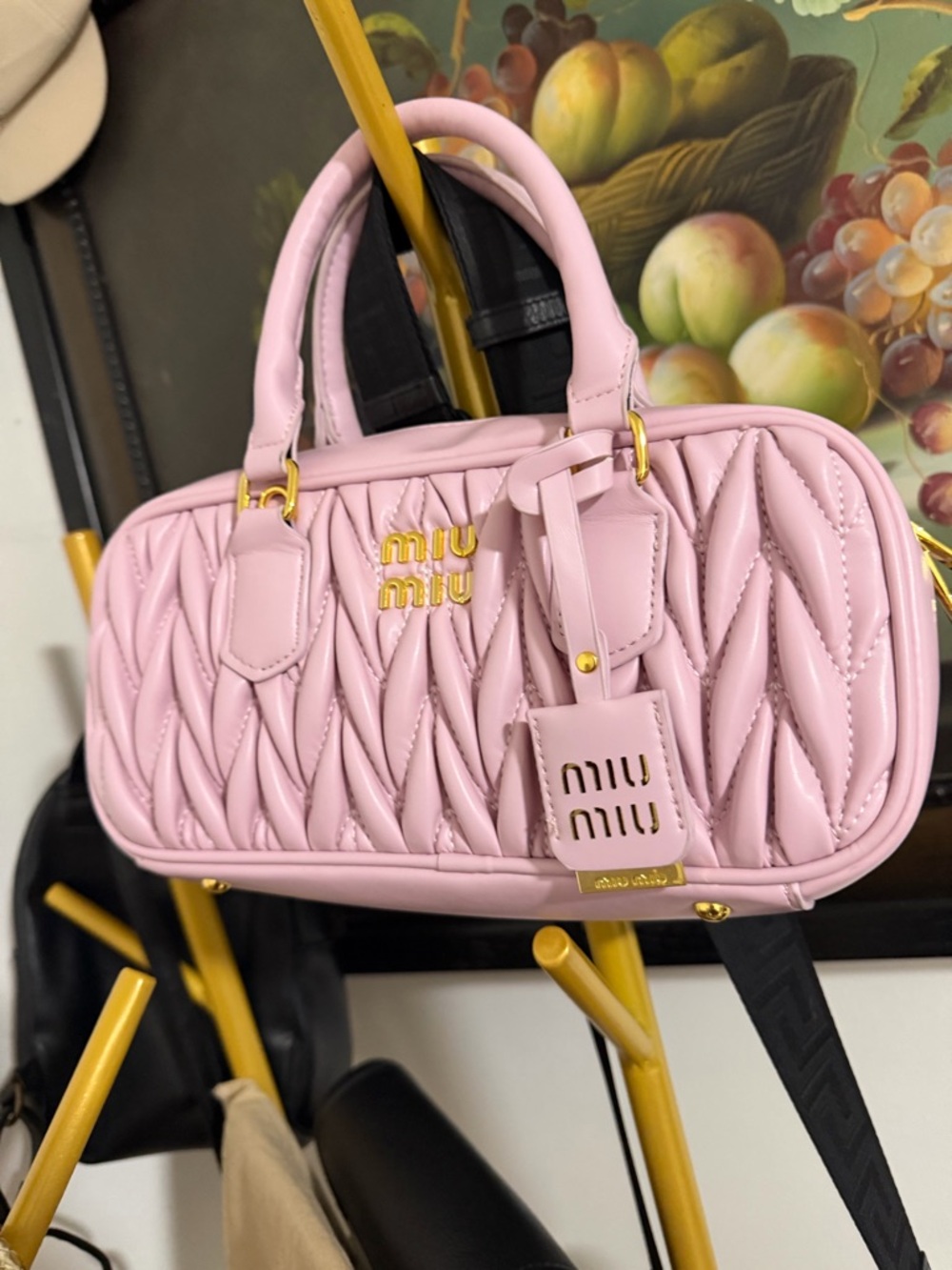 Miu Miu Light Pink Matelassé Handle Satchel with Gold Hardware - Picture 2 of 7